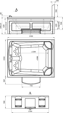 Мини бассейн СПА RADOMIR RIMINI 1-30-0-0-0-047Б 1900х1500х50см 0,59куб.м