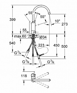 Смеситель для кухни GROHE Concetto New 32666001 высокий излив хром