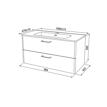 Тумба с раковиной IDDIS Brick BRI10W1i95K 47х100х50см