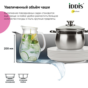 Мойка кухонная IDDIS Edifice EDI75G2i77 74,5х44см графитовый