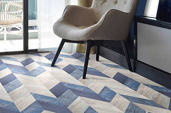 Пробковый пол CORKSTYLE CHEVRON-GLUE 1235х305х6мм Chevron Blue Chevron Blue_GLUE 3кв.м
