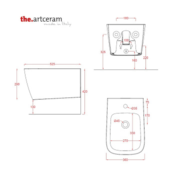 Биде подвесное ArtCeram A16 ASB001 15 00 grigio oliva