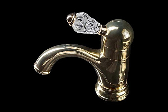 Смеситель для раковины Boheme Crystal 281-CRST золотой