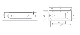 Каркас под ванную AM-PM Spirit W72A-170-070W-R2 170см
