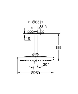 Верхний душ GROHE Tempesta 250 26664000 хром