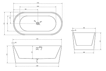 Ванна акриловая Abber AB9209 170х80см отдельностоящая