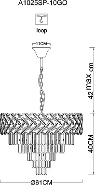 Люстра подвесная Arte Lamp AISHA A1025SP-10GO 40Вт 10 лампочек E14