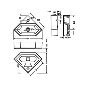 Раковина накладная SANITA LUXE Line LIN35SLWB01 49х36см