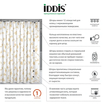 Шторка для ванной IDDIS Basic SCID131P 200х200см белый