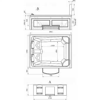 Мини бассейн СПА RADOMIR RIMINI 1-30-0-0-5-047Б 1900х1500х50см 0,59куб.м