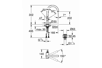 Смеситель для раковины GROHE Atrio New 32042GL3 золото