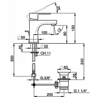 Смеситель для раковины Cisal Tender C200049021 хром