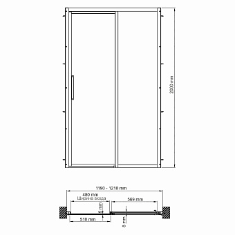 Душевая дверь WASSERKRAFT Lopau 32S05R 200х120см стекло прозрачное