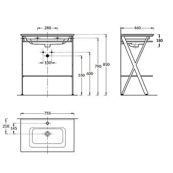 Консоль под раковину KERAMA MARAZZI Piano Next PIA.N.75.BLK чёрный матовый