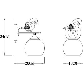 Светильник настенный Arte Lamp GEMELLI A2150AP-1WG 60Вт E27