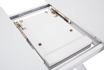 Кухонный стол раскладной AERO 120х120х73,5см закаленное стекло/сталь White Glass