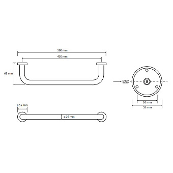 Поручень для ванной BEMETA OMEGA 102307052 6,5см хром