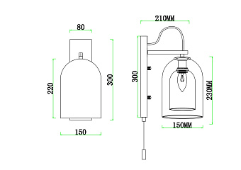 Бра Arte Lamp PAIO A7015AP-1BK 60Вт E14