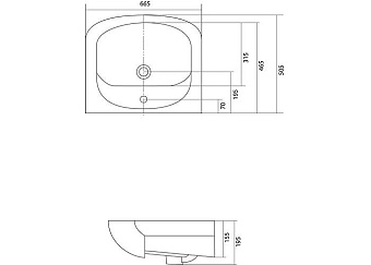 Раковина встраиваемая сверху Акватон Стелла 1WH110174 66,5х49,5см