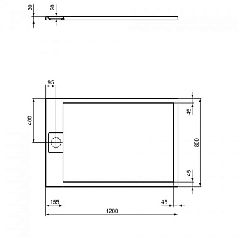 Душевой поддон IDEAL STANDARD CERATHERM T5220FR 120х80см