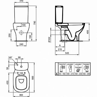 Сливной бачок IDEAL STANDARD Теси T356801