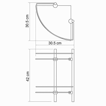 Полка в ванную угловая WASSERKRAFT K-3122 2-ярусная 31х31см хром
