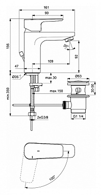 Смеситель для раковины IDEAL STANDARD CERAPLAN III SLIM BC570AA хром