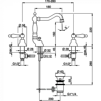 Смеситель для раковины Cisal Arcana Toscana TS00108021 хром