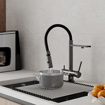 Смеситель для кухни IDDIS Ace ACEGMFFi05 поворотный излив графитовый