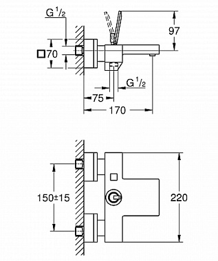 Смеситель для ванны GROHE Eurocube Joy 23666000 хром