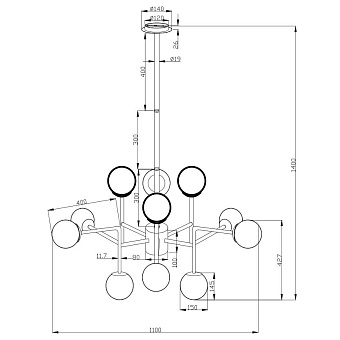 Люстра Maytoni Erich MOD221-PL-12-N 40Вт 12 лампочек E14
