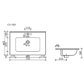 Раковина накладная Ceramica Nova Element CN7007MB 71х46,5см