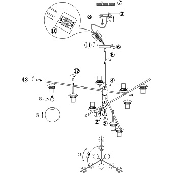 Светильник подвесной Maytoni Nostalgia MOD048PL-09G 40Вт E14