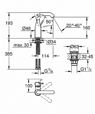 Смеситель для раковины GROHE Essence 23798001 хром