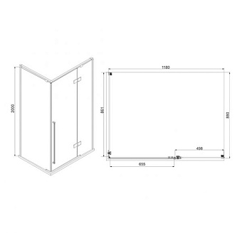 Угловое ограждение SOLE VOG УТ000042711 200х120см стекло прозрачное