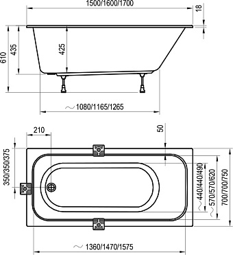 Ванна акриловая RAVAK CHROME SLIM C731300000 160х70см встраиваемая