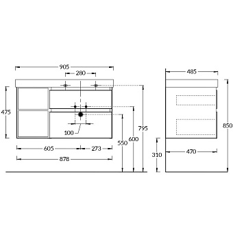 Тумба под раковину подвесная KERAMA MARAZZI CUBO CU.90Rh\WHT 47х87,8х47,5см