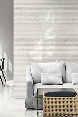 Настенная плитка MARAZZI ITALY Marbleplay M4P2 White Struttura Mikado ЗD Rett 30х90см 1,35кв.м. глянцевая