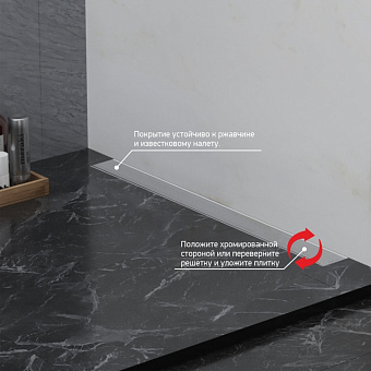 Душевой лоток Paini CH650KN2 65х65см горизонтальный сток с решёткой под плитку и опорами