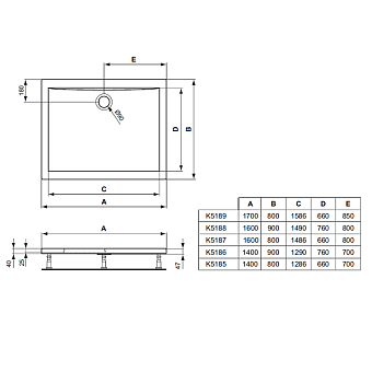 Душевой поддон IDEAL STANDARD ULTRAFLAT K518501 80х140см