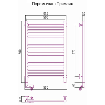 Полотенцесушитель СУНЕРЖА Богема 2.0 прямая 00-5205-8050 хром