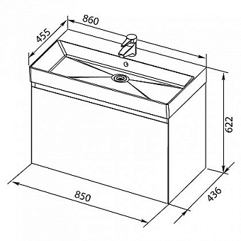Тумба с раковиной AQUANET Йорк 212593 43,6х86х62,2см