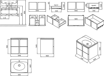 Тумба под раковину подвесная RAVAK SD X000001366 46,5х60х50см