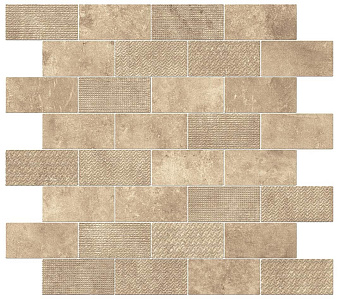 Керамическая мозаика Atlas Concord Италия Aix 9AKE Beige Minibrick Tumbled 30,5х30,5см 0,558кв.м.