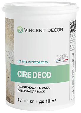 Декоративное покрытие VINCENT DECOR Cire deco Лессирующая краска, содержащая воск 1кг