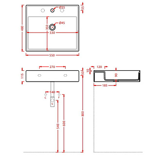 Раковина накладная ArtCeram SCALINO SCL007 05 00 48х55см