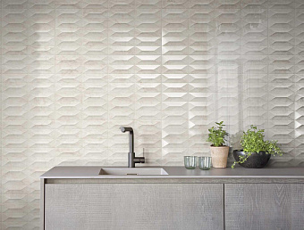 Настенная плитка MARAZZI ITALY Marbleplay M4PH Marfil Struttura Gem ЗD Rett 30х90см 1,35кв.м. глянцевая