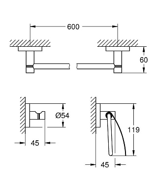 Набор аксессуаров для ванной GROHE Essentials 40775001 хром 3 предметов