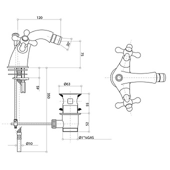 Смеситель для биде Bongio Axel 15522OR00 золотой