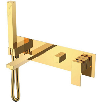 Смеситель для ванны Boheme Qubic 474-2-G золотой